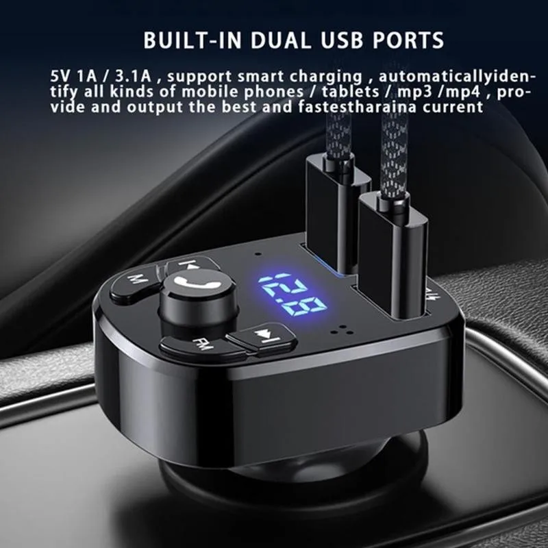 FM Transmitter Bluetooth Wireless Car kit Handfree Dual USB Car Charger  2.1A MP3 Music TF Card U disk AUX Player - AliExpress
