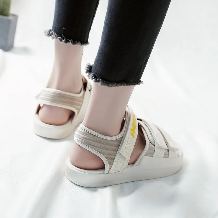 

WOMEN'S Sandals 2019 New Style Korean-style Sports Casual Sandals Flat Velcro Fish Mouth Student Breathable Shoes