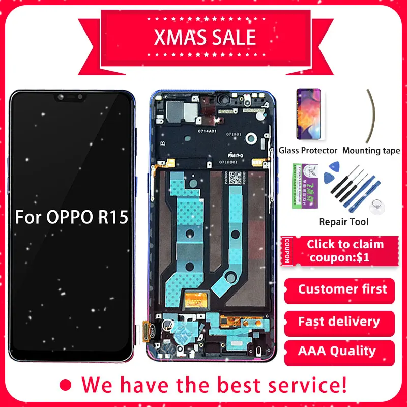 6,2" для OPPO R15 ЖК-дисплей R15 сенсорный экран с рамкой для OPPO R15 дисплей PACM00 CPH1835 PACT00 ЖК