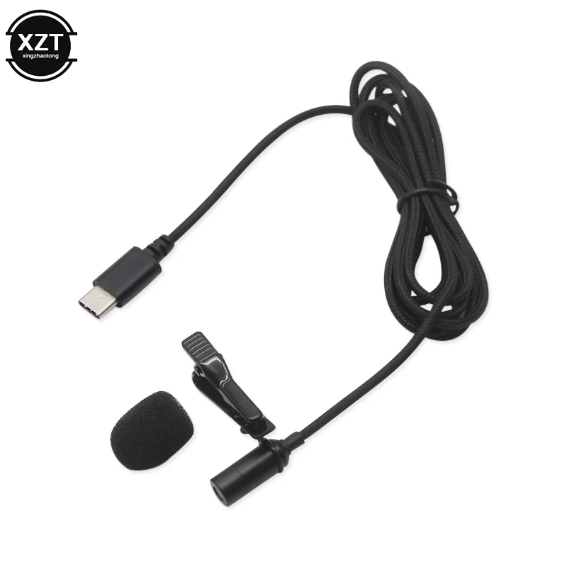 Мини микрофон Type C USB конденсаторный аудио запись петличный зажим проводной для