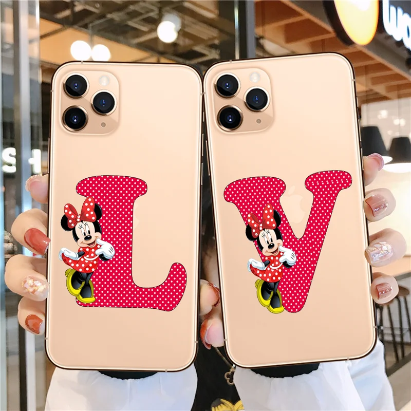 

Custom name combination name Minnie alphabet soft silicone phone cover case for iPhone SE2020 11Pro Max 6 6s 7 8Plus MAX XR XS X