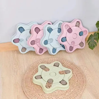 

New Pet Dog Hexagon Feeder Puppy Cat Plastic Eating Food Plate Cat Dog Leaking Food Interactive Puzzle Toy For Cat Dog