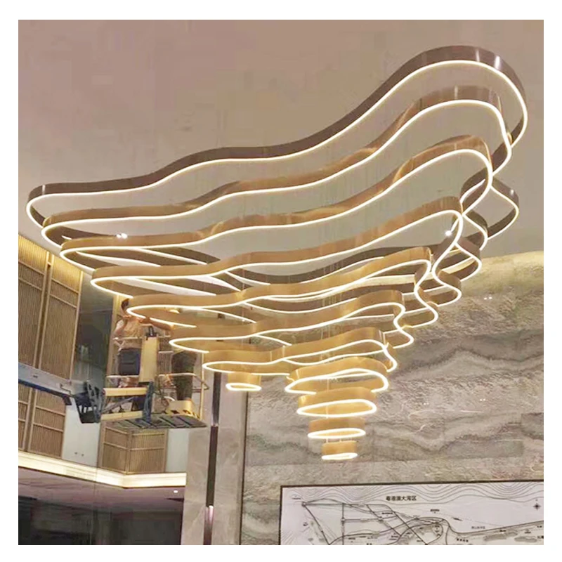 Led проект Заказной пост-современный простой Xiangyun Офисы продаж лобби Бар Ресторан стойка отеля искусство кованого железа chandeli