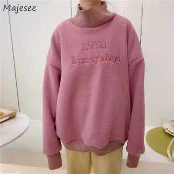 

Hoodies Women Sweatshirt Turtleneck Plus Size Pink Clothes Womens Korean Hoodie Pullover Females Harajuku Top Casual Streetwear