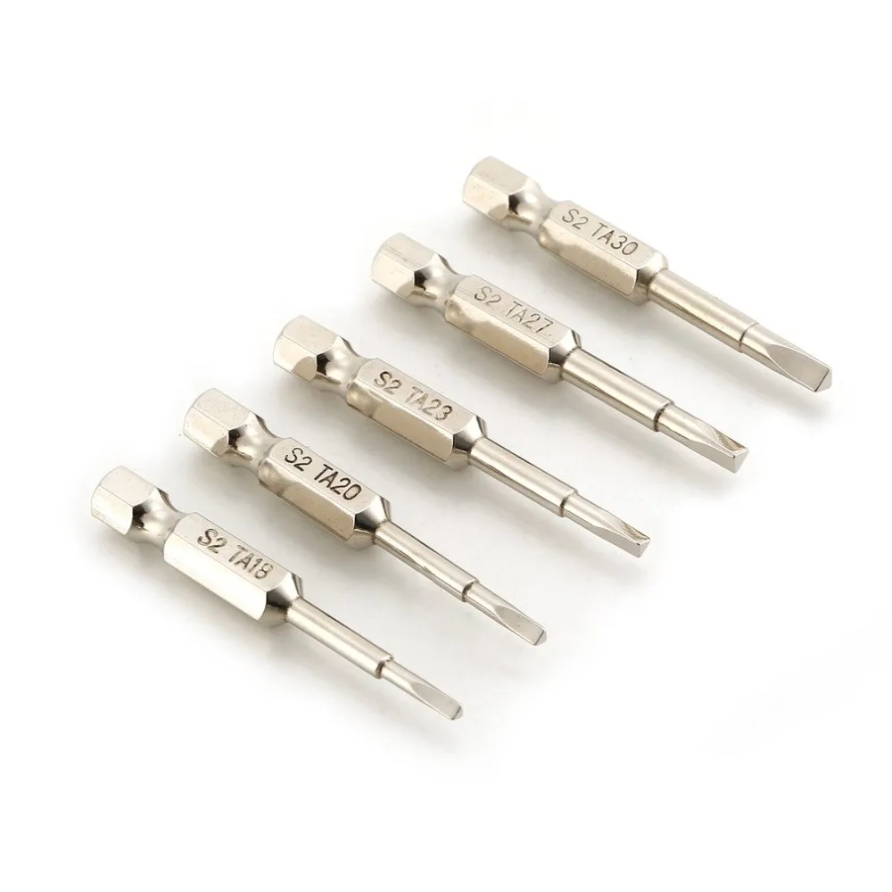 5 PCS S2 Steel Magnetic Triangle Head Screwdriver Bits 50mm 1/4 Hex Shank Nozzle Pneumatic Screwdriver Electric Head