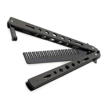 

Practice Butterfly Knife Comb,Trainer Butterfly Knifes Training Comb Stainless Stain with Unsharpened Blade for Improving Skills