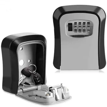 

Key Safe Box MetalKey Lock Box Wall Mounted Aluminum alloy Weatherproof 4 Digit Combination Key Storage Lock Box drop shipping