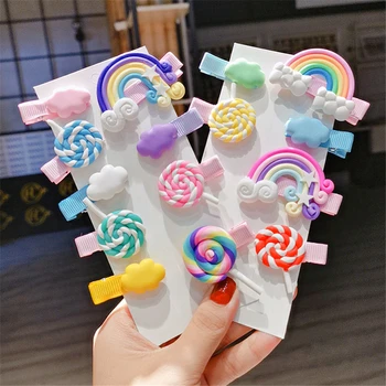 

3pc/set Cute Girl Cloud Lollipop Rainbow Hairpins Cartoon Hair Clips r Girls Kids Ornament Barrettes Headdress Hair Accessories