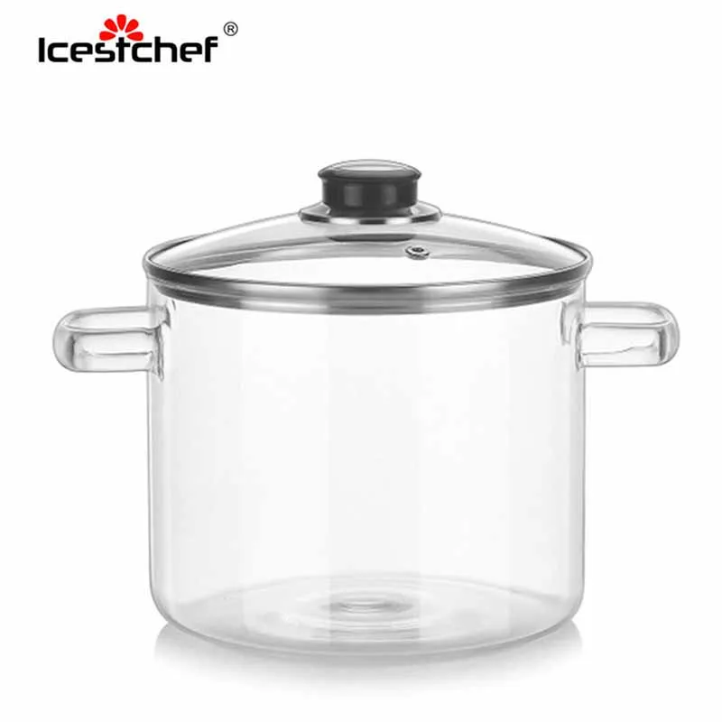 ICESTCHEF 2000 мл высокотемпературная стеклянная миска для супа термостойкая кастрюля