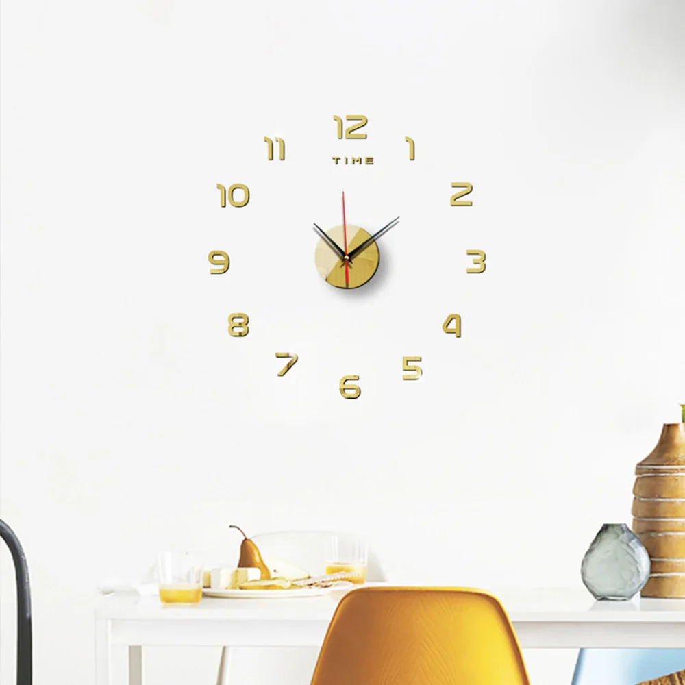 Wall Clock Wall Clock Sticker 3D Luminous Wall Clock Mirror Wall Stickers Creative DIY Clocks Removable Art Decal Home Decor Living Room Quartz Needle