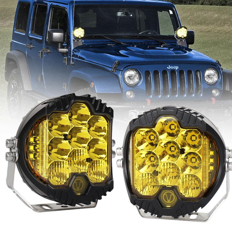 

Spotlights 2 pieces 5 Inch 45W Off-road Led Work Light Yellow Driving Fog Lights for Jeep ATV SUV Tractor Trucks
