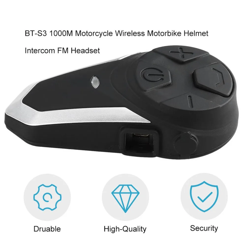 Горячий BT-S3 1000 м беспроводной Bluetooth домофон FM гарнитура портативный мини переговорный мотоцикл BT переговорный мотоциклетный шлем