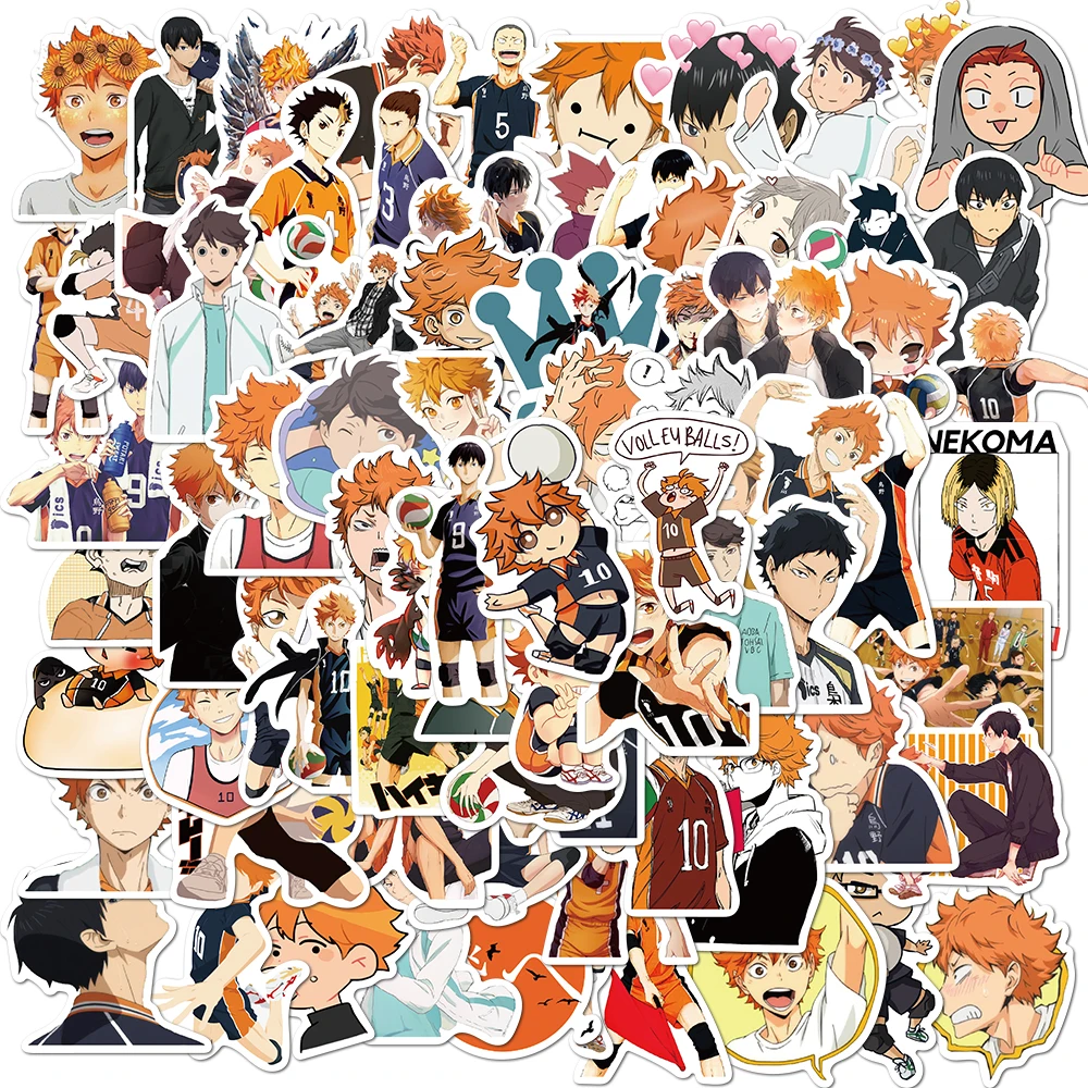 Наклейки Haikyuu для ноутбука велосипеда гитары водонепроницаемые 10/50/102 шт. |