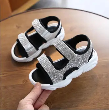 

Children's Sandals High quality Kids Shoes Baby Boy Girl Rhinestone Summer Beach sport Soft leather Sandals Shoes Sneakers
