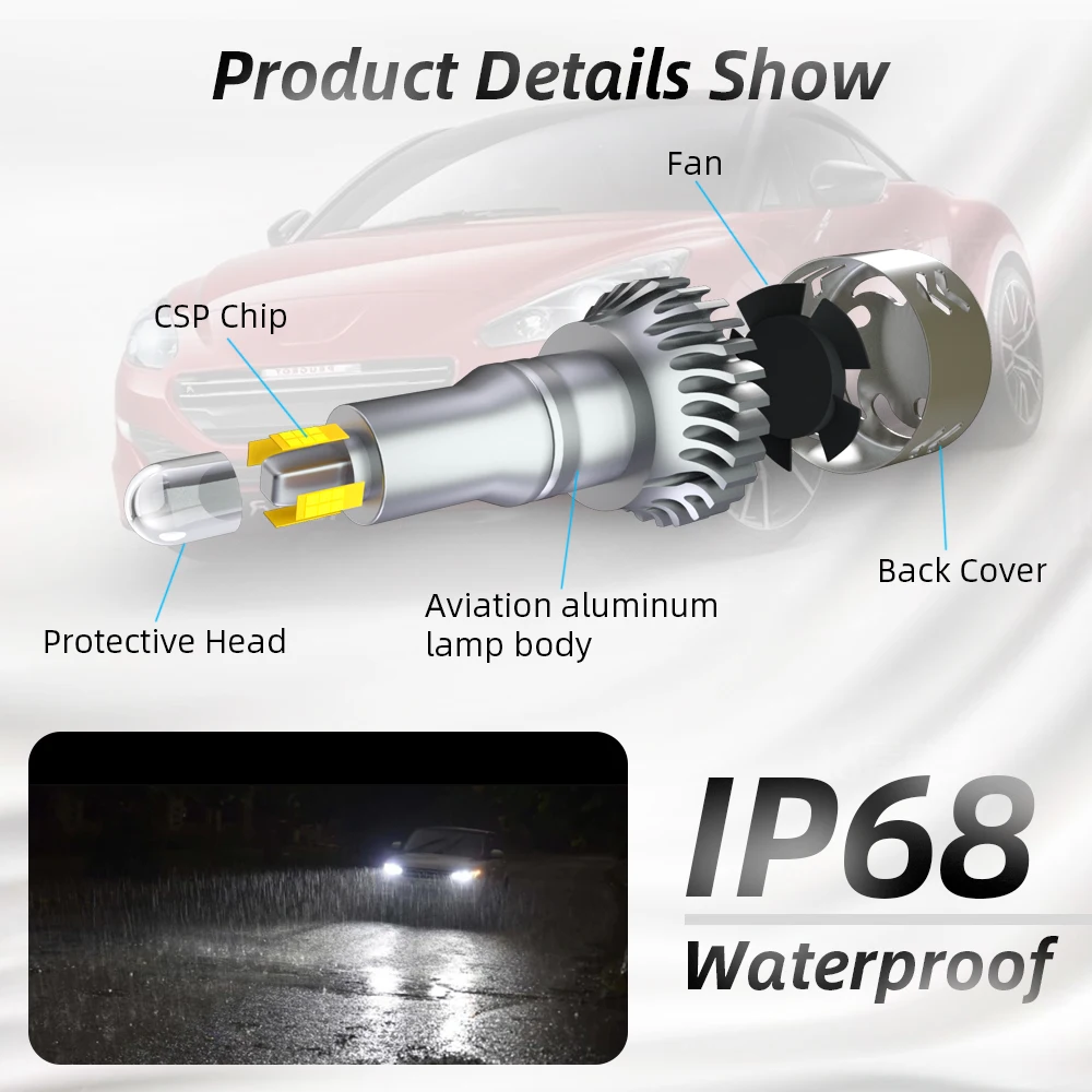 

8 Sides 110W 30000LM 9005 HB3 Car Canbus LED Headlights Lamps Kit White 6000K
