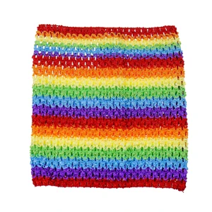 Rainbow lined top Вязаные крючком платья-пачки для маленьких девочек 1-2 лет, Размер 8x8 дюймов, топы-трубы, платья-пачки для рукоделия, повязки на голову tutu, принадлежности - Цвет: Rainbow lined top