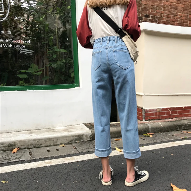 Джинсы женские весенне летние модные Универсальные простые брюки в Корейском
