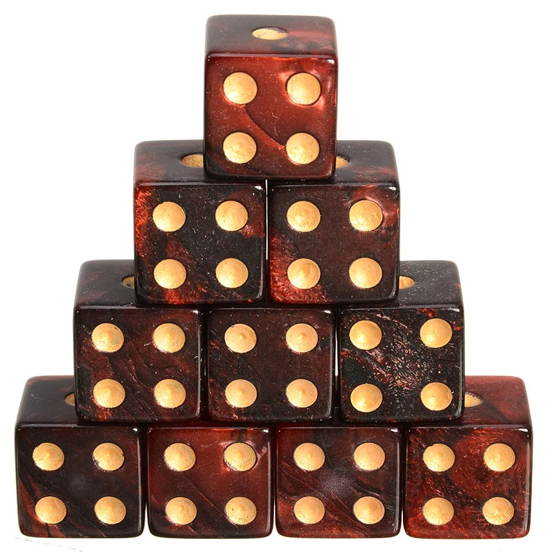 10 pcs 16mm Acrylic Spot Dice 6 Sided Dice Portable Table Games Party Tool Exquisite Dice Set Blue/Red