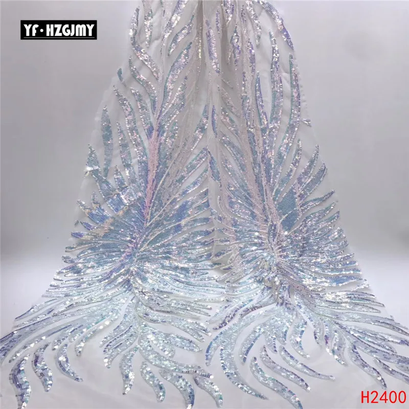 

YF HZGJMY 2019 Embroidered High Quality Glitter Lace Evening Dress French Tulle Fabric Sequin Lace Fabric For Party Dress A2459