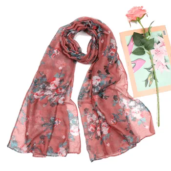 

Women printe flora hijab scarf viscose flowerl scarves wraps lightweight headband autumn wraps long pashmina soft bandana 1pc