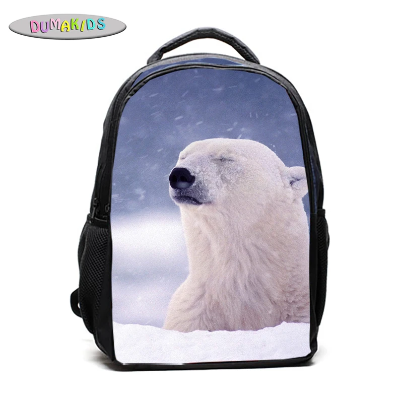 Полярный медведь рюкзак сумка детская пантера школьный для книг Студенческая