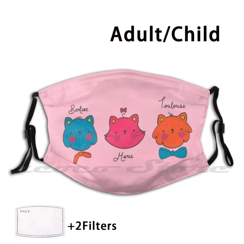 

The Aristo-Kittens Mask Cloth Washable DIY Filter Pm2.5 Adult Kids Aristocats Cats Kittens Aristo Cats Movie Film