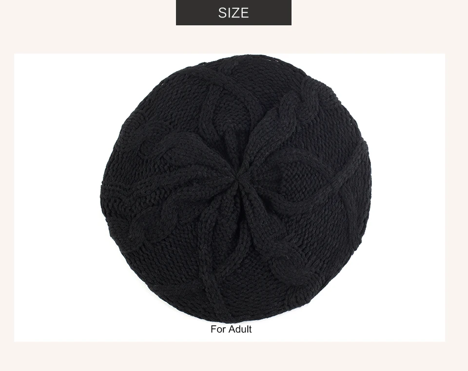 Damenmode stricken Baggy Baskenmütze Hut Damen Französisch Künstler Baskenmütze Hüte Frühling lässig dünne mehrfarbige warme weiche Baskenmützen – Detail 5