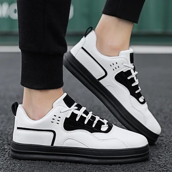 

New Shoes Men Casual Shoes Trend Leather Skate Board Shoes Men Comfortable Sneakers Male Brand Lace Up Platform Walking Footwear