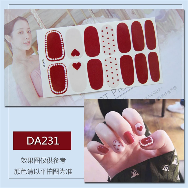 14 шт./комплект новая наклейка для ногтей полная наклейка s Водонепроницаемая Экологически чистая наклейка для ногтей многоцветная пленка для лака для ногтей - Цвет: DA231