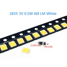 100-1000 шт SMD светодиодный 2835 белый Чип 0,5 W 3V 150mA 60LM ультра яркий 3000 k-9500 K ватт печатная плата поверхностного монтажа светодиодный светодиод
