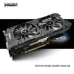 Yeston Radeon RX 580 GPU 4 Гб GDDR5 256bit игровой настольный компьютер ПК видео Графика карты Поддержка сигнала от DVI/HDMI PCI-E X16 3,0