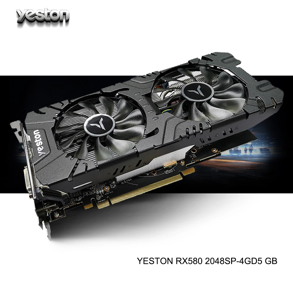 Видеокарта Yeston Radeon RX 580 GPU 4 ГБ GDDR5 256 бит для игрового компьютера ПК видеокарты с