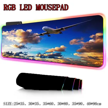 

Airplane Cloud RGB Gaming Large Mouse Pad Gamer Led Computer Mousepad Big Mouse Mat with Backlight Carpet for Keyboard Desk Mat