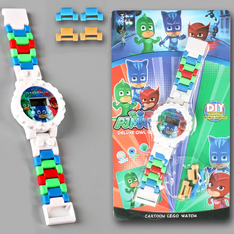 

PJ masks Children's educational toy building block watch creative anime cartoon DIY gift