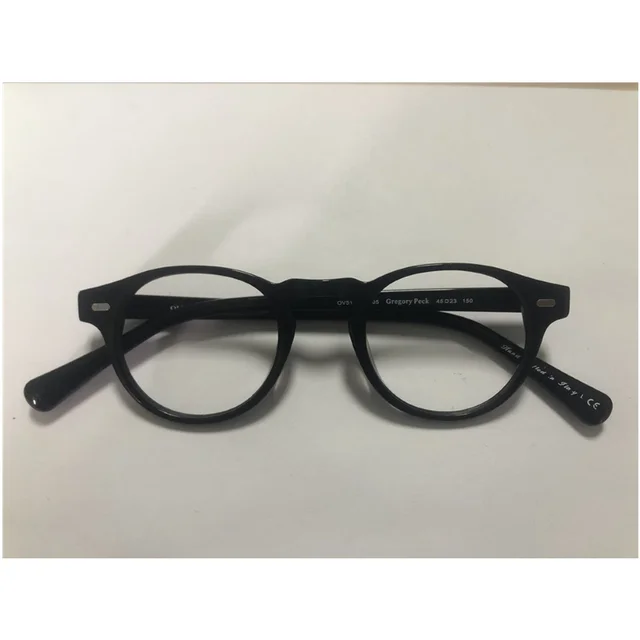 Retro Round Optical Eyeglasses Frame OV5186 Gregory Peck Reading Eyewear Women Men Spetacle Blue Light Glasses PrescriptionGafas Black-S
