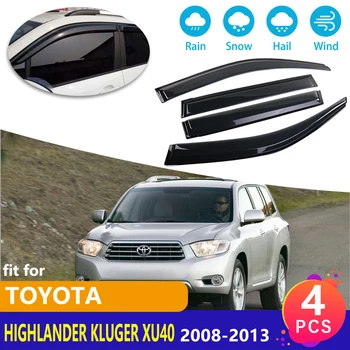 

4x Window Deflectors Visor Vent Awnings Guard Deflector Shelters Cover Accessories for Toyota Highlander Kluger XU40 2008~2013