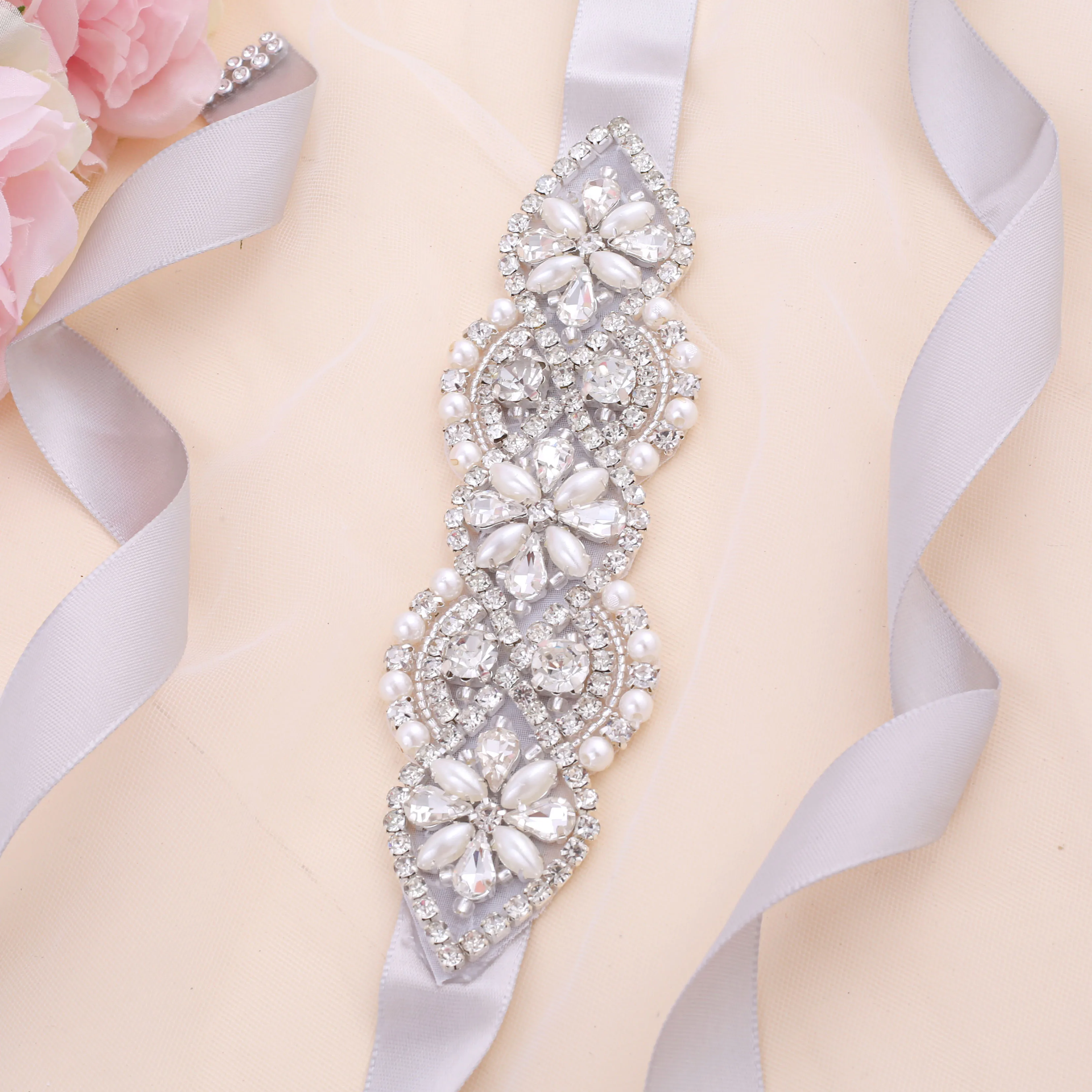 SESTHFAR-Cinturón de novia con apliques de diamantes de imitación, cinturón de cuentas de cristal para boda, vestido de faja para dama de honor, accesorio para boda