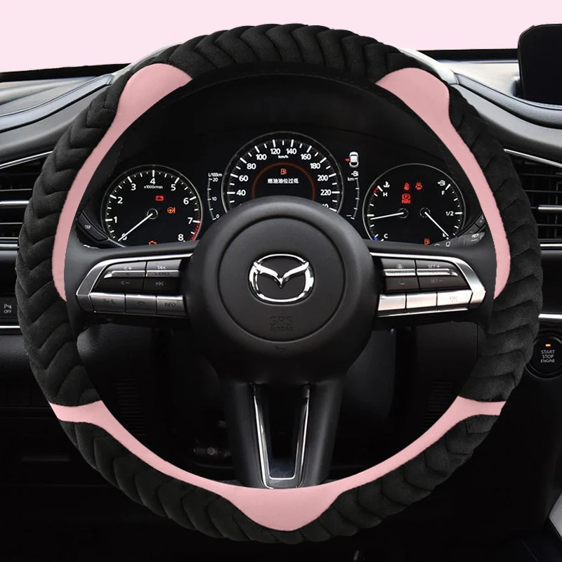 Copertura Del Volante Dell'Automobile Della Peluche Di 38Cm Per La Cx-7 Di Cx-5 Della Cx-4 Di Cx-9 Mazda 3 Axela 6 Gh Gj Demio Funda Volante Antiscivo