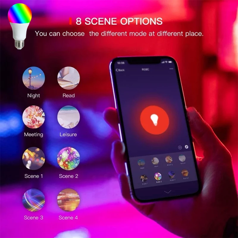 ACCKIP AC220V E27 светодиодный светильник RGB 9 Вт Wi Fi управление через приложение умная