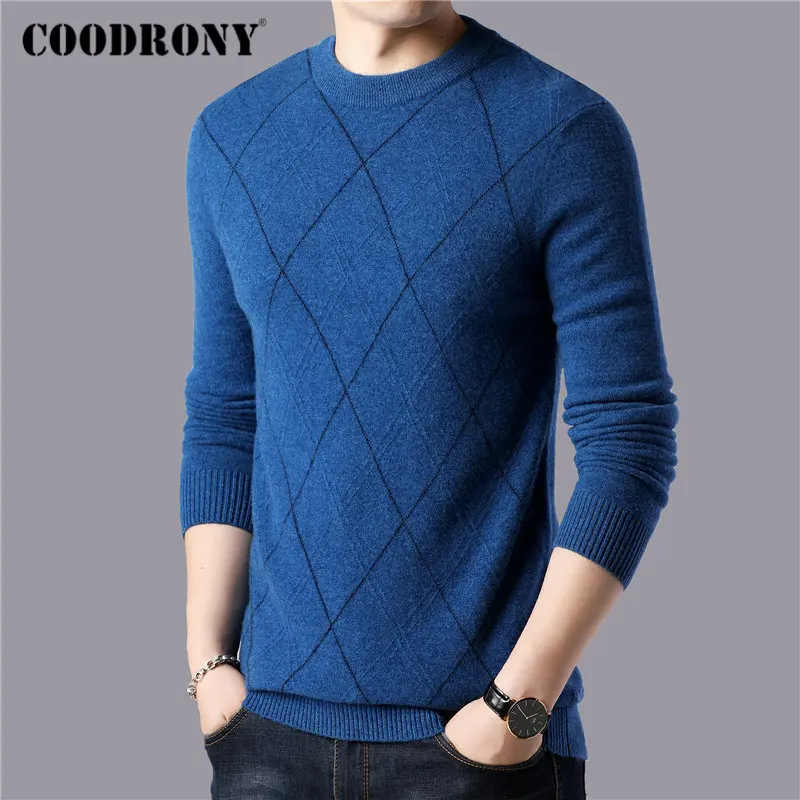 COODRONY Brand 100% Merino Wool Sweater Men Fashion Plaid Pull Homme Winter Thick Warm Pullover Men Soft Cashmere Sweaters 93048 COODRONY Brand 100% Merino Wool Sweater Men Fashion Plaid Pull Homme Winter Thick Warm Pullover Men Soft Cashmere Sweaters 93048