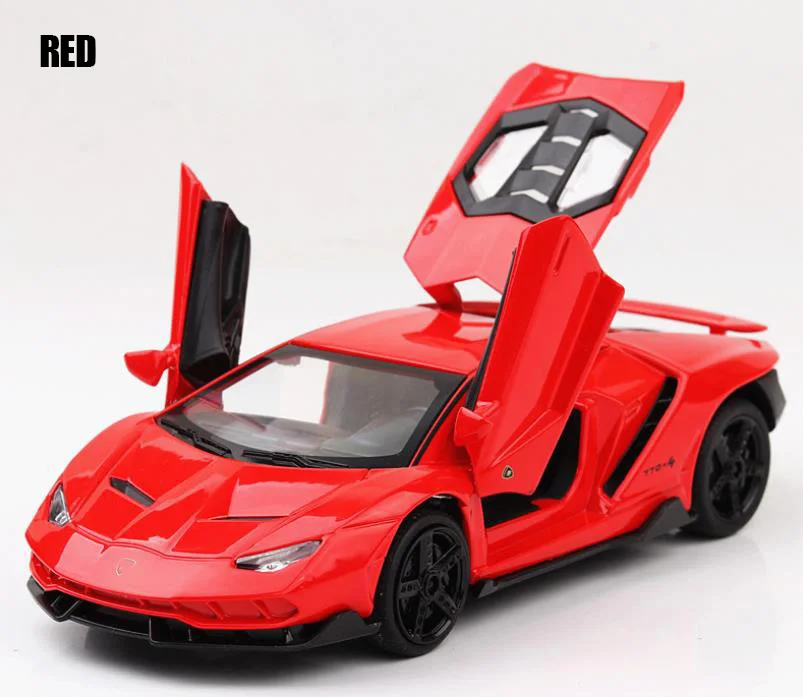 LP770 1:32 модель спортивного автомобиля литой под давлением, звуковой светильник, Супер гоночный подъемный хвост, автомобильные колеса, игрушки для детей, рождественский подарок - Цвет: Красный