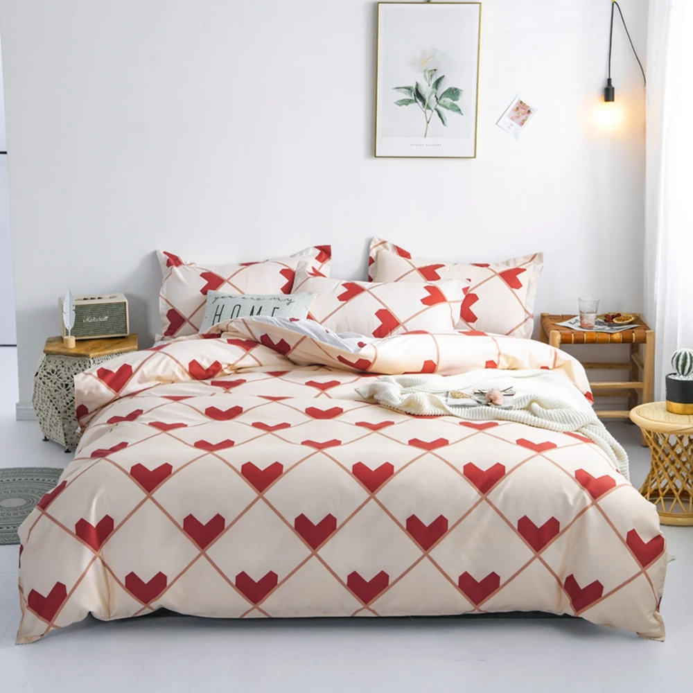 Red Hearts Duvet Cover Set Love Heart Bedding With Pillowcases