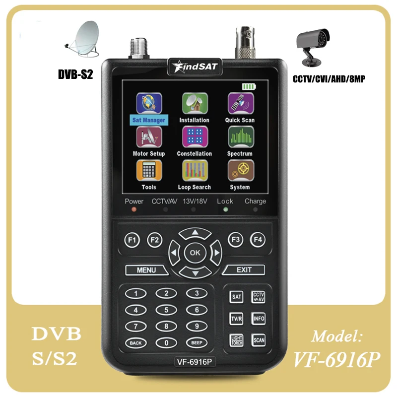VF-6900 Satellite finder HD Digital Meter For Satellite Receiver 1080P HD,DVBS/S2 Satfinder Handhel Meter CCTV AHD 8MP Sat Finde