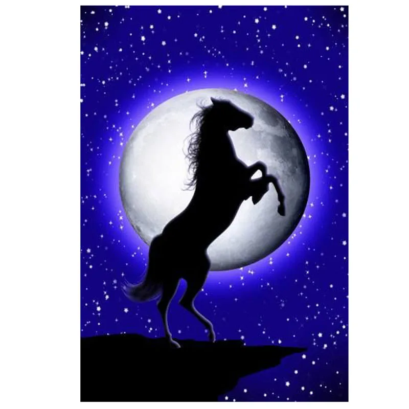 

Moon horse animal DIY Diamond Painting The horse under the moon Diamond Embroidery Cross Stitch Rhinestone Mosaic Painting