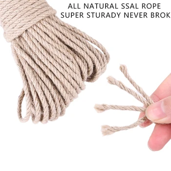 

Handmade Decorative 50M Natural Jute Rope Twine Rope Twisted Cord Macrame String DIY Craft Handmade Decor For Pet Scratching Toy