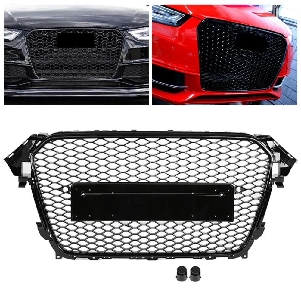 Для RS4 стиль Передняя Спортивная Шестигранная сетка сотовая вытяжка гриль глянец