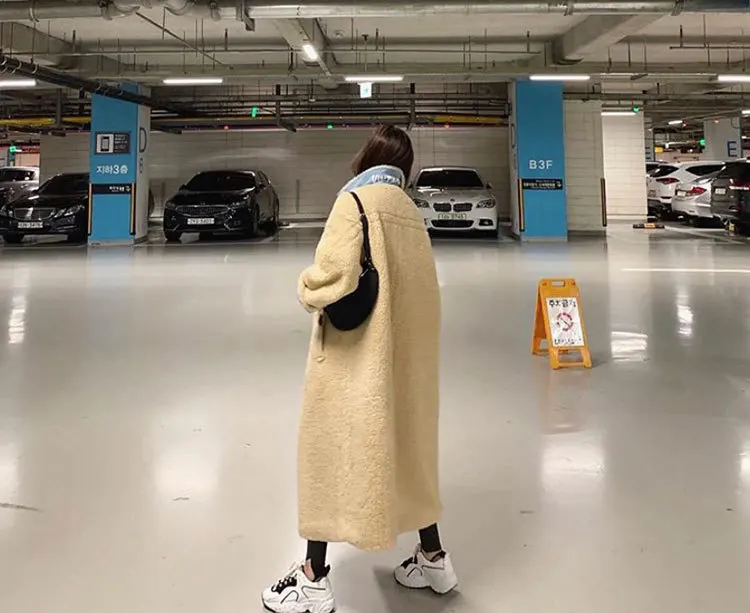 Южная Корея Dongdaemun зимняя Горячая Распродажа Пальто из овечьей шерсти Женское пальто из искусственного меха норки и кашемира свободная Толстая х-длинная хлопковая стеганая ткань
