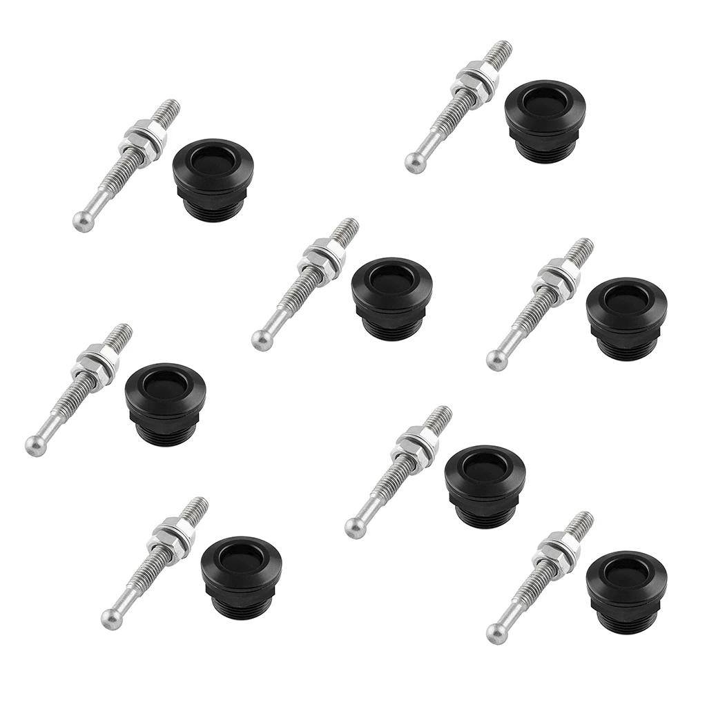 8Pcs Heavy Duty Aluminum Hood Pin Kit - 0.87''/ 22mm Quick Release Latch for Mostly Car DIY - Black