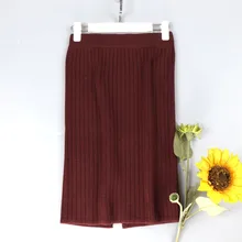 Korean Skirt Version Of Solid Color Simple Style High Waist Bag Hip Skirt Knitted Skirt Faldas Mujer Moda