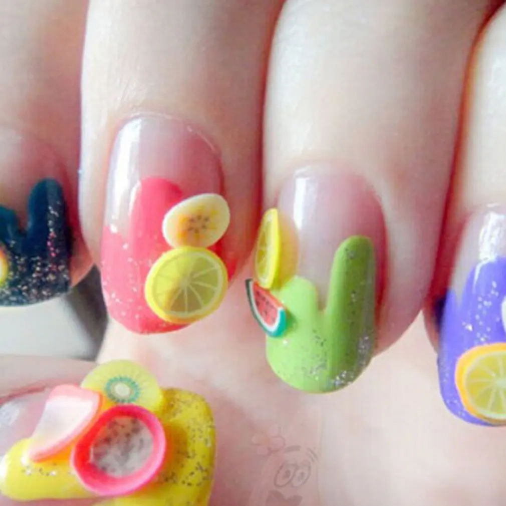 1000pcs/Set 3D Nail Art Stickers Fruit Star Tie Flower Soft Ceramic DIY Slice Tiny Decor Decoration Nail Decals